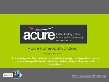 Acure Homeopathy Clinic in Jayanagar Bangalore