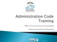 Administration Code Training PowerPoint PPT Presentation