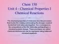 Chem 150 Unit 4 - Chemical Properties I Chemical Reactions PowerPoint PPT Presentation