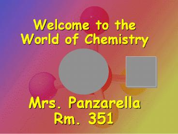 Welcome to the World of Chemistry  Mrs. Panzarella Rm. 351