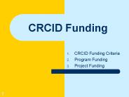 CRCID Funding