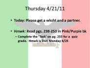 Thursday 4/21/11