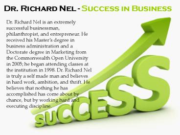 Dr. Richard Nel - Success in Business
