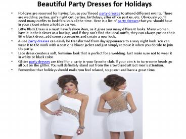 Beautiful Party Dresses for Holidays