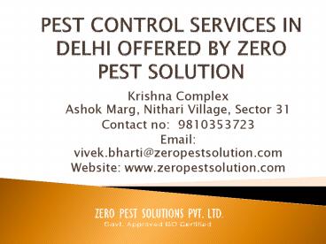 Pest control services in Delhi call for quick solution