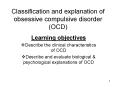 Classification and explanation of obsessive compulsive disorder (OCD) PowerPoint PPT Presentation