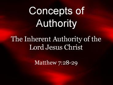 Concepts of Authority