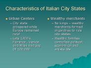 Characteristics of Italian City States