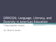 GRDG526: Language, Literacy, and Diversity in American Education