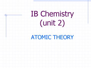 IB Chemistry (unit 2) ATOMIC THEORY