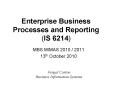 Enterprise Business Processes and Reporting (IS 6214)