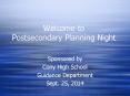 Welcome to Postsecondary Planning Night PowerPoint PPT Presentation
