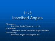 11-3 Inscribed Angles