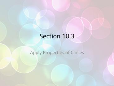 Apply Properties of Circles