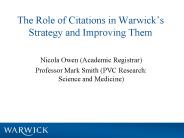 The Role of Citations in Warwick
