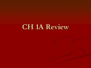 CH 1A Review