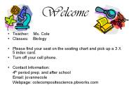 Teacher:  Ms. Cole