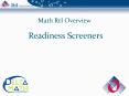 Math RtI Overview Readiness Screeners PowerPoint PPT Presentation