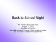 Back to School Night PowerPoint PPT Presentation