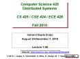 Computer Science 425 Distributed Systems CS 425 / CSE 424 / ECE 428 Fall 2010 PowerPoint PPT Presentation