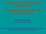 CLIMATE CHANGE AND WATER RESOURCES: