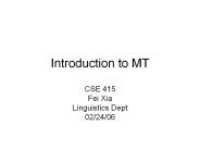 Introduction to MT