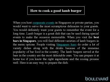 How to cook a good lamb burger