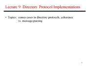 Lecture 9: Directory Protocol Implementations