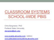 Classroom Systems School-wide PBIS