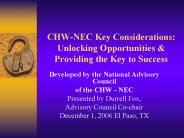 CHW-NEC Key Considerations: Unlocking Opportunities