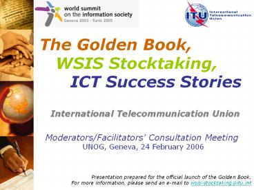 The Golden Book,   WSIS Stocktaking,  ICT Success Stories