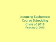Incoming Sophomore Course Scheduling Class of 2018 February 2, 2015 PowerPoint PPT Presentation