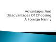 Advantages And Disadvantages Of Choosing A Foreign Nanny PowerPoint PPT Presentation