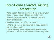 Inter-House Creative Writing Competition