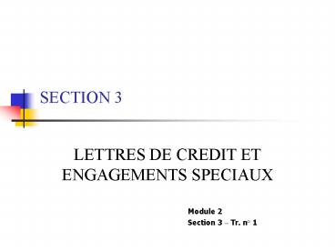 LETTRES DE CREDIT ET ENGAGEMENTS SPECIAUX