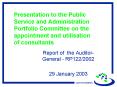 Presentation to the Public Service and Administration Portfolio Committee on the appointment and utilisation of consultants PowerPoint PPT Presentation