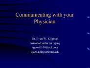 Communicating with your Physician