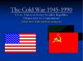 The Cold War 1945-1990 US vs. Union of Soviet Socialist Republics Democracy vs. Communism Arms race with nuclear weapons PowerPoint PPT Presentation