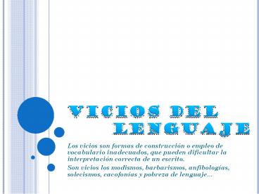 Vicios del    lenguaje