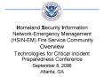 Homeland Security Information Network-Emergency Management (HSIN-EM) Fire Service Community Overview PowerPoint PPT Presentation
