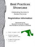 Best Practices Showcase Celebrating Success in Student Services Registration Information Sponsored by the Maryland Community Colleges Vice Presidents and Deans of Students PowerPoint PPT Presentation