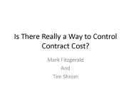 Is There Really a Way to Control Contract Cost?