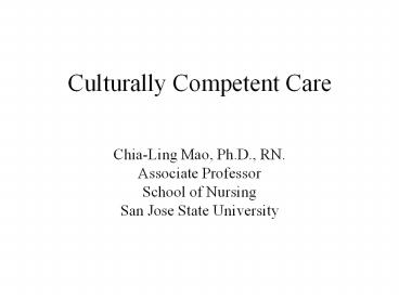 Culturally Competent Care