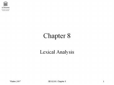 Lexical Analysis