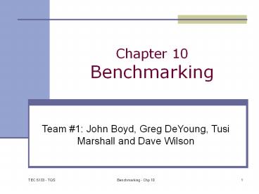 Chapter 10 Benchmarking