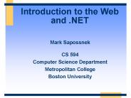 Introduction to the Web and .NET