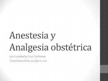 Anestesia y Analgesia obst