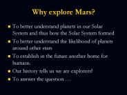 Why explore Mars?
