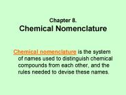 Chapter 8. Chemical Nomenclature