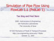 Simulation of Pipe Flow Using FlowLab 1.1 (PreLab 1)